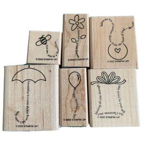 Stampin Up Fine Print Rubber Stamp Set Baby Birthday Christmas Friendship Design